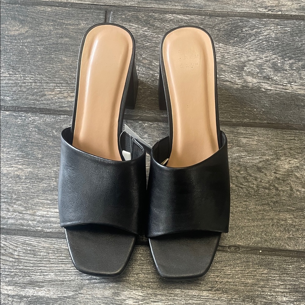a new day Black Square Toe Slide Mules